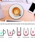 Smart Automatic Mug Warmer With Gravity Induction For Coffee And Tea Keeps Beverages Smooth And Hot All Day Office Desk Essential with a latte art mug on a desk.