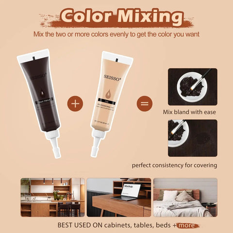 Color mixing with Wood Repair Kit With 12 Color Touch Up Pastes For Scratches Cracks And Holes On Furniture Cabinets Tables And Floors A Quick Easy DIY Resin Filler Set To Restore Wood Surfaces At Home Or In The Workshop