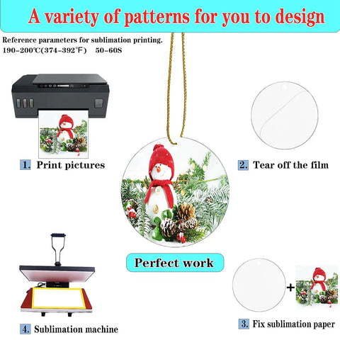40 Pack Double Sided Metal Sublimation Ornament Blanks For Christmas Tree Decor And DIY Crafts, 2.75 Inch Round Aluminum Ornaments in use