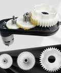 2 Pack RS555 High Torque Motor Gearbox Upgrade Kit for 18V 21V Ride On Toys showing gears and coupler