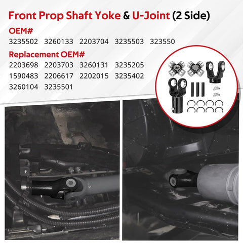 Front Prop Shaft Yoke And U Joint Set Two Sides For Polaris Ranger 400 500 570 700 800 900 1000 Diesel Hst Etx Replacement Upgrade For Atv And Utv Drivetrain installed view