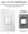 Gloss White 1 Gang Wall Plate With White On Black Backer Snap On Mount No Visible Screws Fits Standard Electrical Boxes dimensions