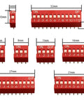 40 Piece Double Row Dip Switch Kit With 1 2 3 4 6 8 10 12 Positions, 2.54mm Pitch, red PCB mount switches with measurements
