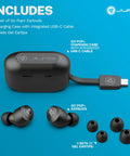 Totally Wireless Earbuds Featuring Instant Plug And Play Pairing Slick Bass Boost Audio And Compact USB Case Bluetooth Five Point Three Black Edition Hella Smooth Call Quality With Long Lasting Battery Life with charging case and gel eartips