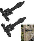 Heavy Duty Screen Door Hinges With Oil Blackened Finish Solid Pair 6 Inch Long Victorian Colonial Style installed on a wooden gate