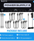 Guitar Pedal Power Supply With 10 Isolated Outputs 9V 12V 18V Options for stompboxes showing package contents