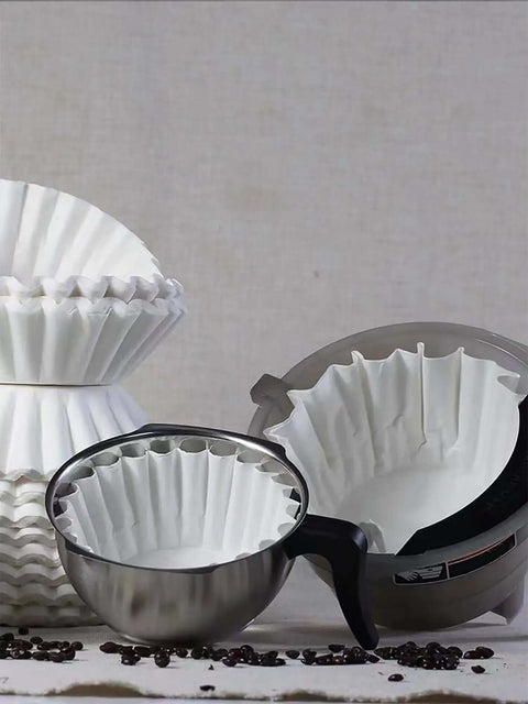 Stack of Large 12 Cup Commercial Coffee Filters Pro Quality All Natural Big And Tall Filter Set For Office Coffee Makers