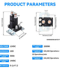 Keep Your Rig Fed With This Heavy Duty 80 Amp 12 Volt Battery Isolator Relay dimensions and electrical specs overview image.