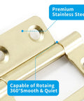 Top Shelf Non Mortise Door Hinges, 2 Inch Imitation Gold Finish, 12 Pack With Hardware For Flawless Interior Door Swings And Hassle Free Diy Home Projects That Hit Different, close-up detail showing hinge design.