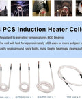4 PCS Induction Heater Coils for Heavy Duty 1500W Induction Bolt Heater, designed to heat rusty fasteners efficiently.