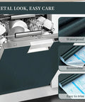 Stainless Steel Look Peel And Stick Contact Paper Dark Green Waterproof Metallic Wallpaper for Dishwasher Front