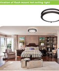 Bedroom with 13 Inch Flush Mount LED Ceiling Light Fixture With Adjustable 2700K To 5000K Color Temperature, Oil Rubbed Bronze