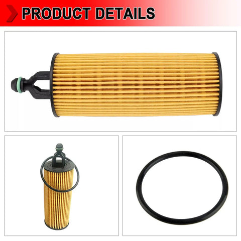 Engine Oil Filter With Oil Drain Gasket Compatible With Dodge Challenger Journey Durango Chrysler 200 300 Replaces 68191349AA AB AC Pack Of 16 Premium Direct Fit Filter Kit With Sealing O Ring And Drain Gasket Included showing filter and gasket
