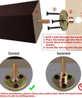 Installation guide for Set Of 8 Tough As Nails Square Wooden Couch Legs 4 Inch Tall Replacement Sofa Feet with correct and incorrect examples.