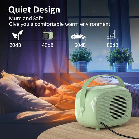 Fast Heating Desk Space Heater With Adjustable Thermostat, 800W/500W Ceramic Heating Fan for home, bedroom, and office setup
