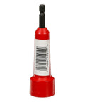 EZ Spin On Wire Connector Driver Tool For Electrical Installations, shown vertically with barcode, red ergonomic grip, UL Listed.