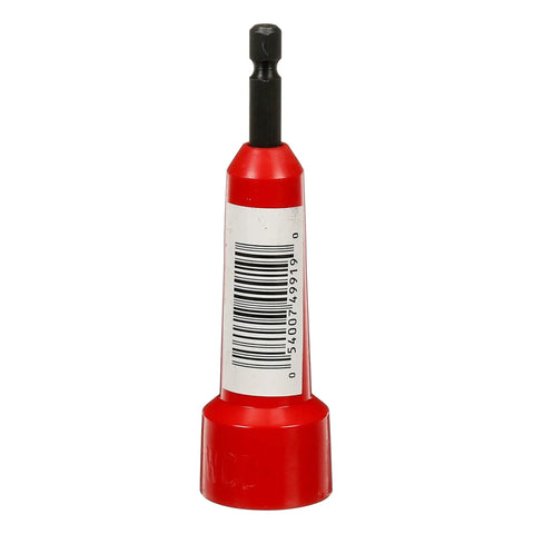 EZ Spin On Wire Connector Driver Tool For Electrical Installations, shown vertically with barcode, red ergonomic grip, UL Listed.