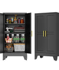 Tall 47.2 Inch Metal Garage Storage Cabinet With Door And Adjustable Shelves for Home Office Warehouse and Garage, black