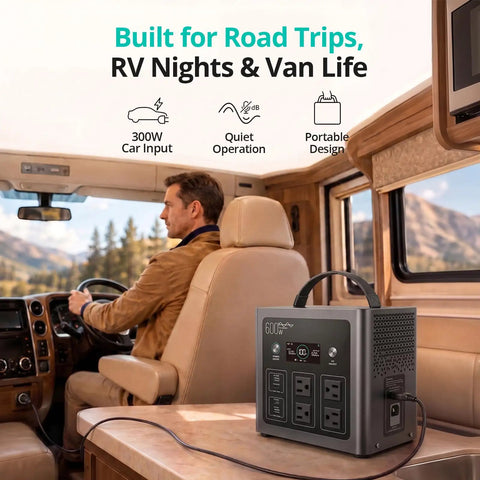 Keep All Your Gear Juiced During Your Latest Adventure With This Hella Reliable Portable Power Station Featuring 640Wh Capacity And 600W Output in an RV.