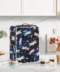 Straight Up Dragonfly Print Coffee Maker Cover Washable Heavy Duty Shield For Kitchen Small Appliances Foldable Waterproof Polyester Slipcover With Sturdy Grip Handle displayed in kitchen.