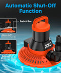 Automatic Pool Cover Pump 1/3 HP Submersible Water Pump With 25 Ft Power Cord 2600 GPH featuring auto shut-off function