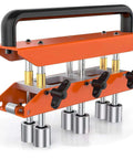 Three Station Roller 0 To 90 Degree Large Radius Sheet Roller Bender with easy grip aluminum handle and wing screws in brown.