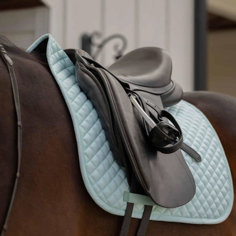 Dressage Saddle Pad With Moisture Wicking Tricot Backing In Misty Jade For Everyday Riding Comfort Contoured Withers Fit Classic