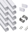 Bulk 10 Pack 6.6ft U Shape LED Aluminum Channel System With Milky Cover End Caps And Mounting Clips Aluminum Profile For LED Strip Light