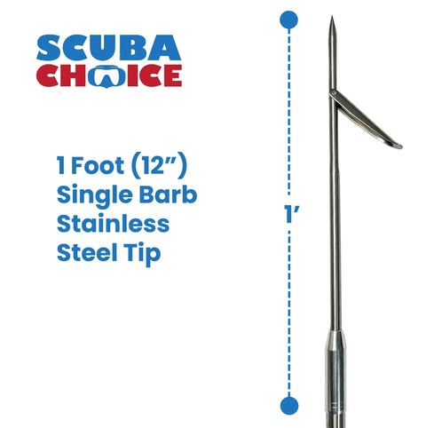 1-foot single flopper tip for Carbon Fiber Pole Spear 7 Foot Travel 3-Piece With Single Flopper Tip Black for Spearfishing and Diving