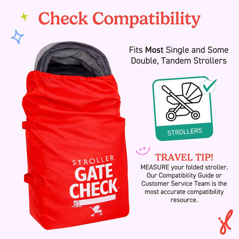 Gate Check Stroller Bag For Single And Some Double Strollers, Travel Bag For Air Travel, Fits Most Standard Baby Strollers, Red