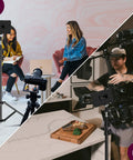 Pro Grade Dimmable USB LED Video Lights Kit With 5600K Daylight Adjustable Tripod Stand in use for vlogging and cooking video setup