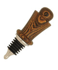 Premium Stainless Steel Bottle Stopper Kit For Woodturning Lathes Includes Five Heavy Duty Threaded Caps, brown wood and stainless steel stopper.