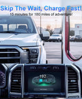 Ford electric vehicle charging at a fast station with Upgraded Nacs To Ccs1 Supercharger Adapter With Heavy Duty 500 Amp 250 Kw Connector.