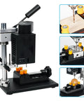 Heavy Duty 200W Mini Bench Drill Press Stand With Seven Gear Variable Speed Up To 8000 R/min Precision Pillar Drill Machine close-up view of setup