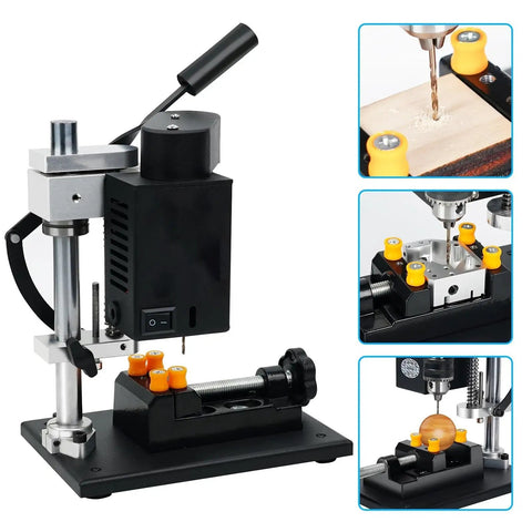 Heavy Duty 200W Mini Bench Drill Press Stand With Seven Gear Variable Speed Up To 8000 R/min Precision Pillar Drill Machine close-up view of setup