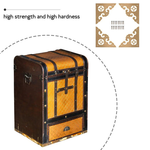 Brass Corner Protectors 4 Pack Heavy Duty Golden Edge Guards for vintage trunk corrosion resistant finish