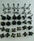 Real Deal M8 Plastic Screw Nuts For Soft Serve Ice Cream Machines Black Nylon fasteners, two short and two long pieces displayed.