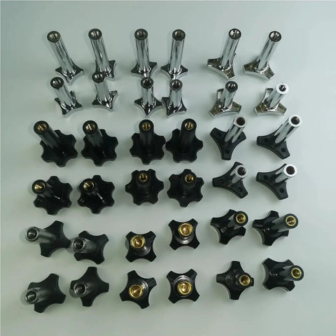 Real Deal M8 Plastic Screw Nuts For Soft Serve Ice Cream Machines Black Nylon fasteners, two short and two long pieces displayed.