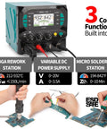 All In One Micro Soldering Station With 1000W BGA Hot Air Gun And 0 To 20V 0 To 3.5A Lab DC Power Supply Soldering Iron And Color Coded UI