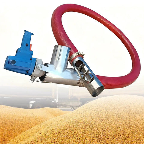 Portable Grain Pumping Auger Conveyor With Suction Hose For Cement, Grain, Fertilizer And Gravel, 2M Length, close-up view.