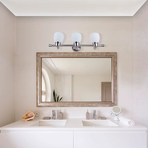 Jayden Five Piece All In One Bathroom Set Satin Nickel Three Light Vanity Light With White Opal Glass Shades Towel Bar Toilet Paper Holder Towel Ring And Robe Hook Easy Install Modern Bathroom Upgrade