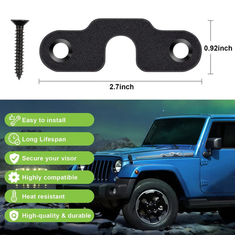 Heavy Duty Sun Visor Repair Kit With Stainless Steel Clips For Jeep Wrangler JK JL 2018 2019 2020 2021 2022 2023 2024 and Gladiator JT 2020