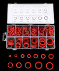 600 Pcs Red Steel Paper Fiber Flat Washers Kit With Ultrathin Gaskets And Insulation Washers Nut Bolt Set Corrosion Resistant Heavy Duty Hardware For Plumbing Automotive Pipes Decoration And DIY Projects, assorted sizes in case
