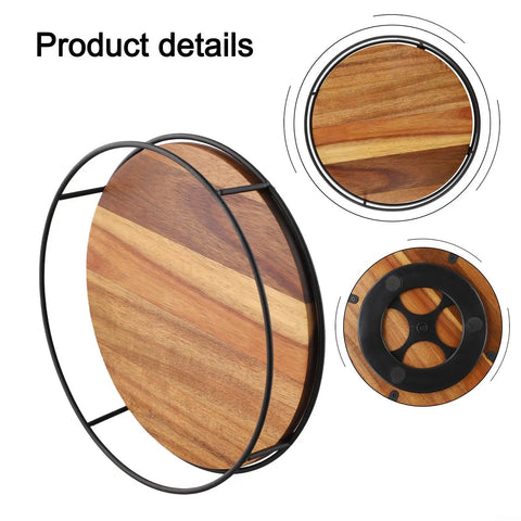 Wooden Lazy Susan Utensil Organizer With Steel Ball Bearings And Anti Slip Pads For Secure Heavy Item Storage On Your Countertop