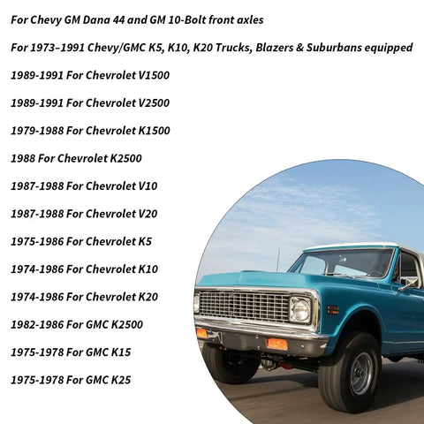 Beefed Up Outer Shaft Spindle Bearing Seal Kit for Dana 44 and 10 Bolt Front Axle Fits Chevy K5 K10 K20 Blazer Suburban 1973 1991