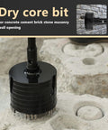 Heavy Duty Workhorse 38mm Diamond Core Drill Bit For SDS Plus Adapter Dry Or Wet Concrete Drilling Through Granite Marble Masonry Stone Brick And Block 60mm Depth 110mm SDS Shank Pro Grade Performance in action on concrete