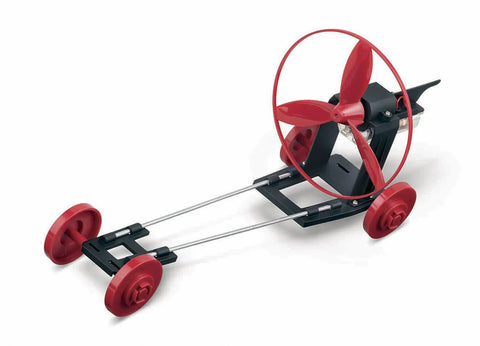 Green Science Propeller Powered Race Car Kit For Kids Ages 8 And Up Build An Epic Fast Propeller Driven Racer With Motor Wheels Frame And Battery Case To Race On Smooth Surfaces And Learn Basic Engineering With Easy Assembly, red plastic and metal STEM car kit