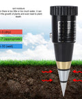 Compact Soil and PH Meter with high sensitivity alloy probe for accurate PH and humidity readings, ideal for outdoor use.