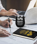 Engineers Week Gift Set For Men And Women Includes 12 Oz Stainless Steel Tumbler With Lid And Straw Socks Keychain Notebook And Pen In Gift Box For Aerospace Mechanical Electrical Civil Engineering Gearhead Approved on desk with notebook and pen.
