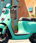 Built Tough Weatherproof Connector Box For Outdoor EV Chargers draped on turquoise scooter handle.